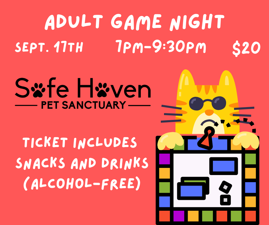 Adult Game Night! | Safe Haven Pet Sanctuary